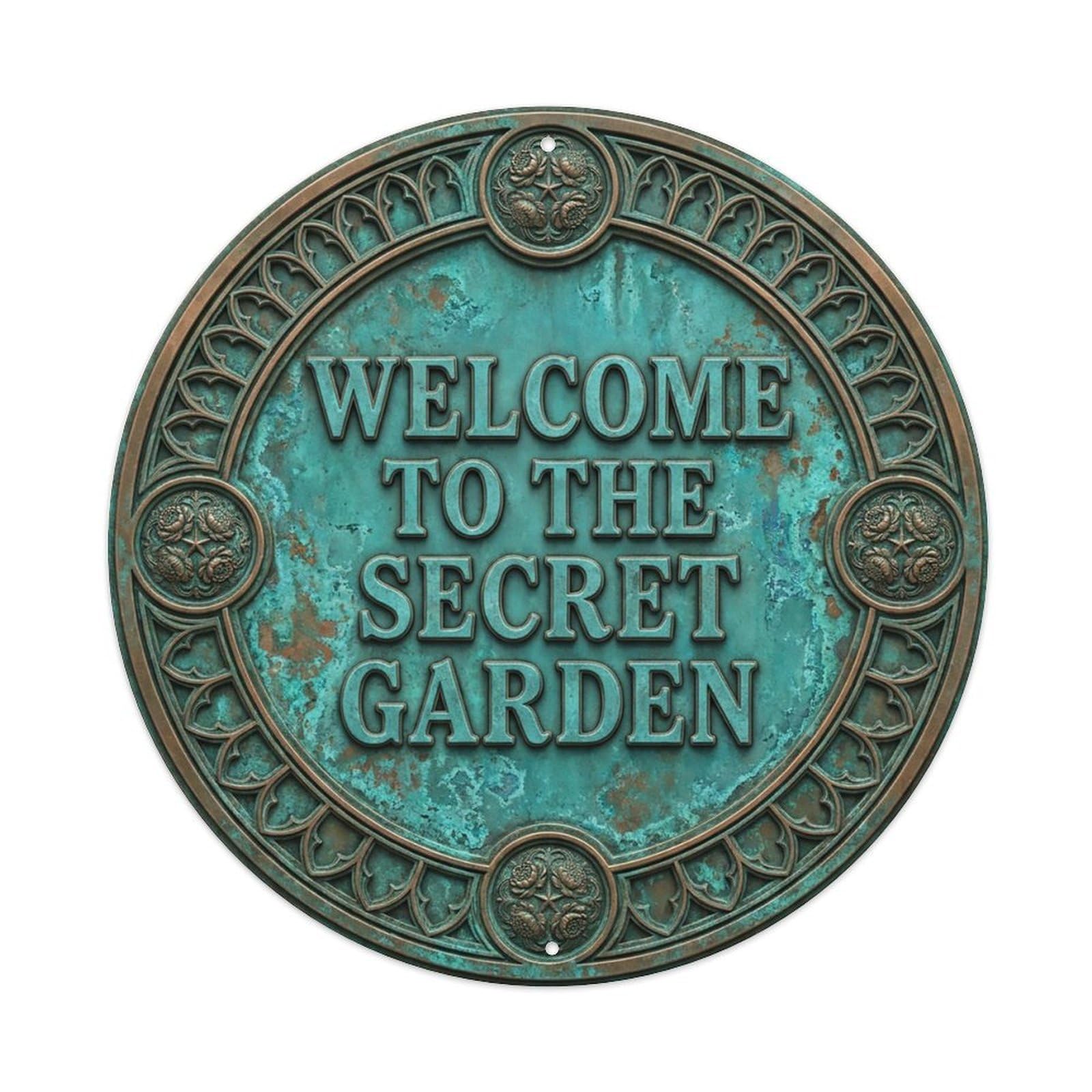 Vintage Welcome Secret Garden Floral Cottage Metal Tin Sign