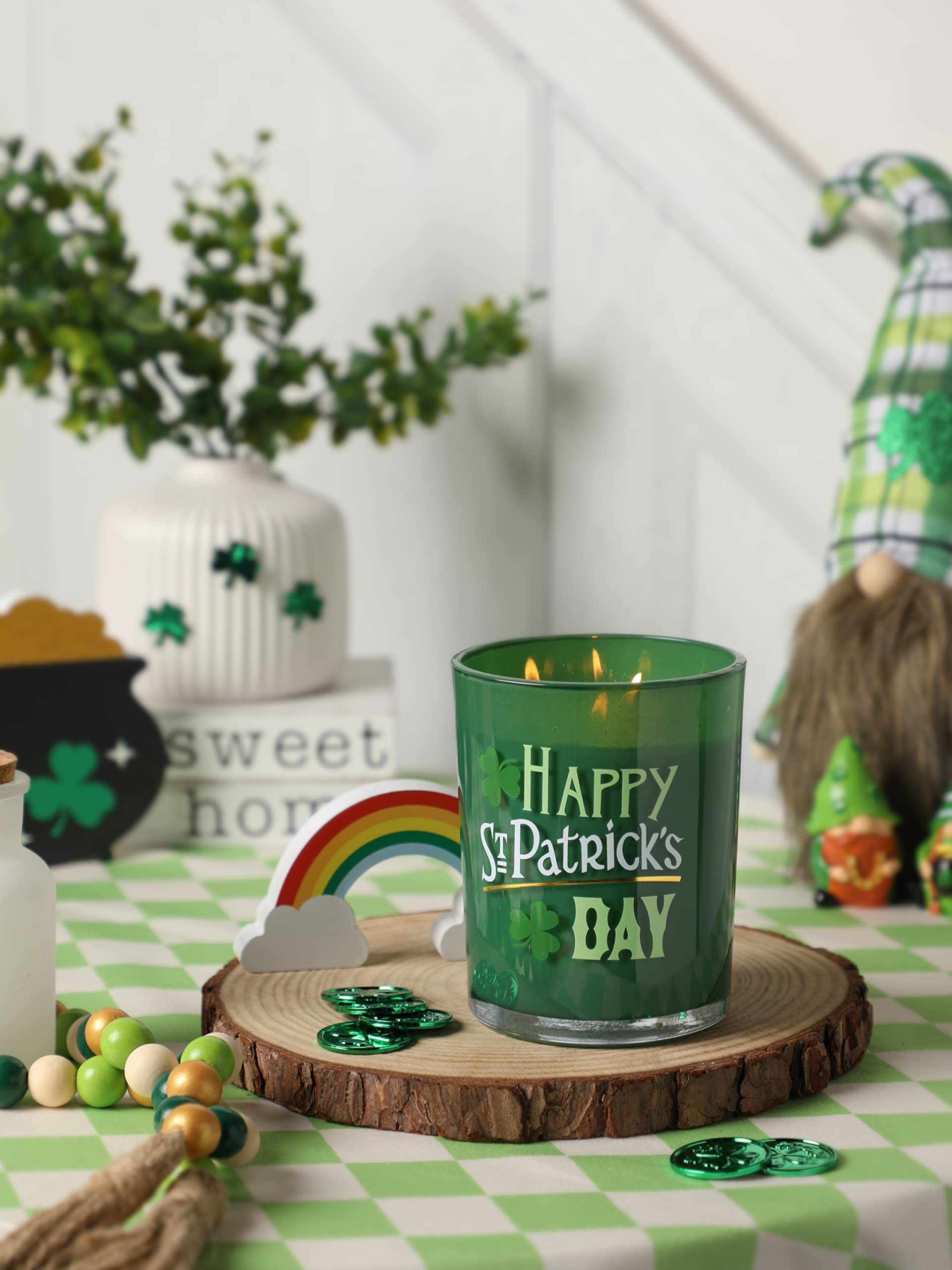 St. Patrick's Day Scented Candle Gifts Soy Wax Irish Luck Sage Rosemary Scent 10oz Holiday Candle Gift