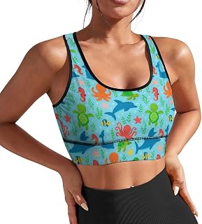 AuHome Womens Sports Bra Padded Workout Slimming Tank Tops with Built in Bra U Neck Fitness Size Running Yoga Top