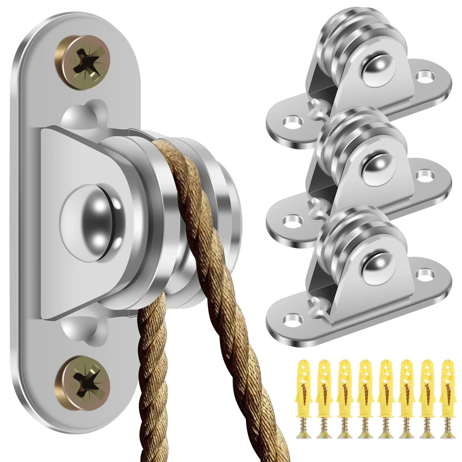 Set di 4 pulegge fisse resistenti con cuscinetti duplex, silenziosi e stabili, supporta fino a 77 kg, ideale per uso domestico e Worhop