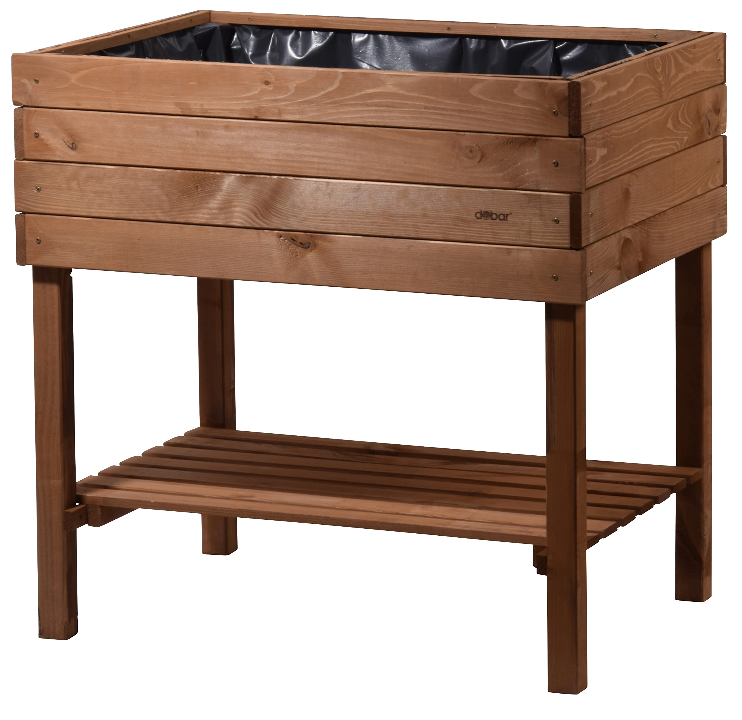 dobar® 58270e breites Hochbeet Kubus Massiv-Holz mit Ablageboden | Salatbeet Bausatz für Gemüse | Erhöhtes Gemüsebeet Garten & Balkon | Anzuchtbeet mit Füßen | 80 x 60 x 80 cm | Braun