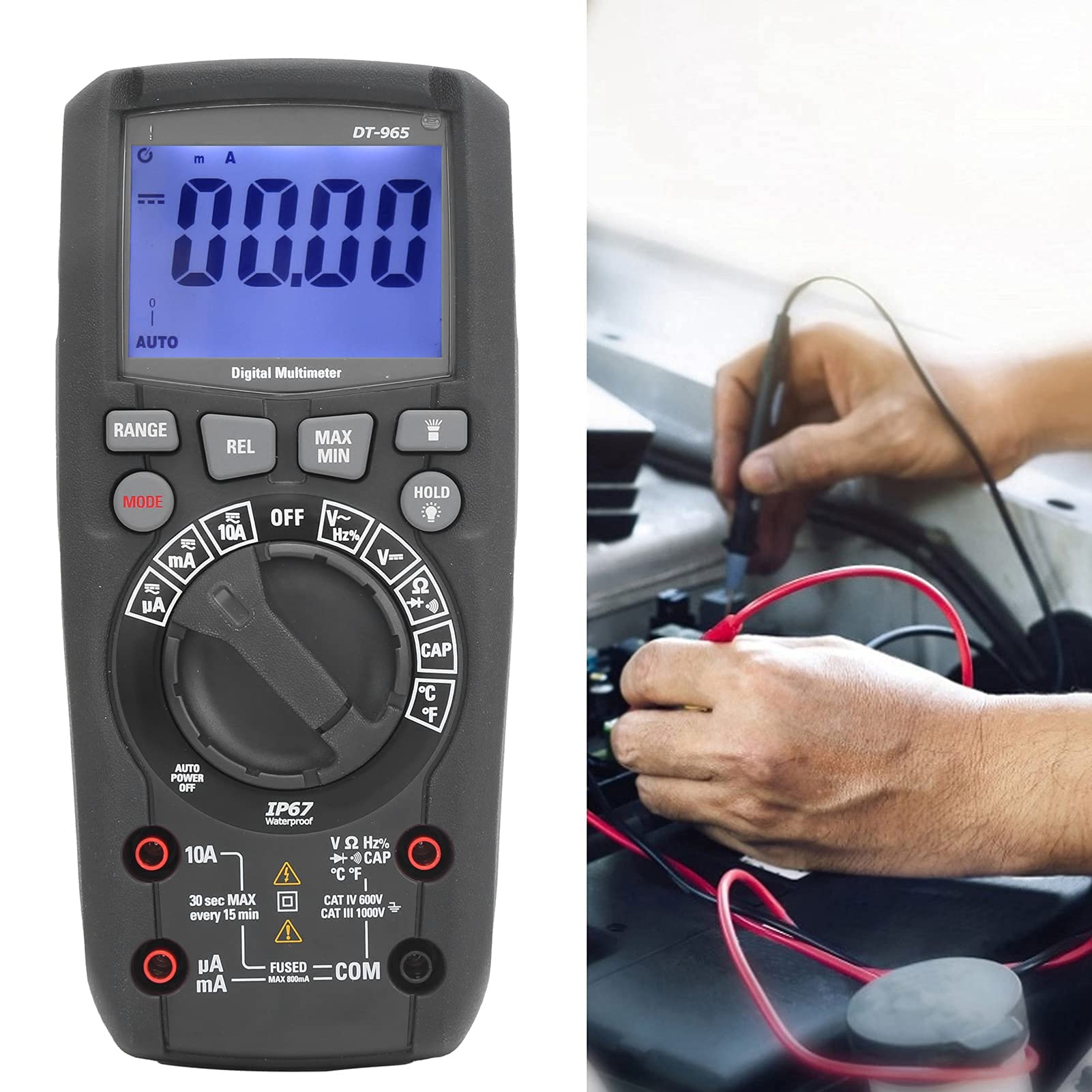 Multimetr, Tester Napięcia, Multimetr Cyfrowy, Rezystancja Napięcia AC/DC Tester Częstotliwości Pojemności 6000 Zliczeń z Klasą Wodoodporności IP67