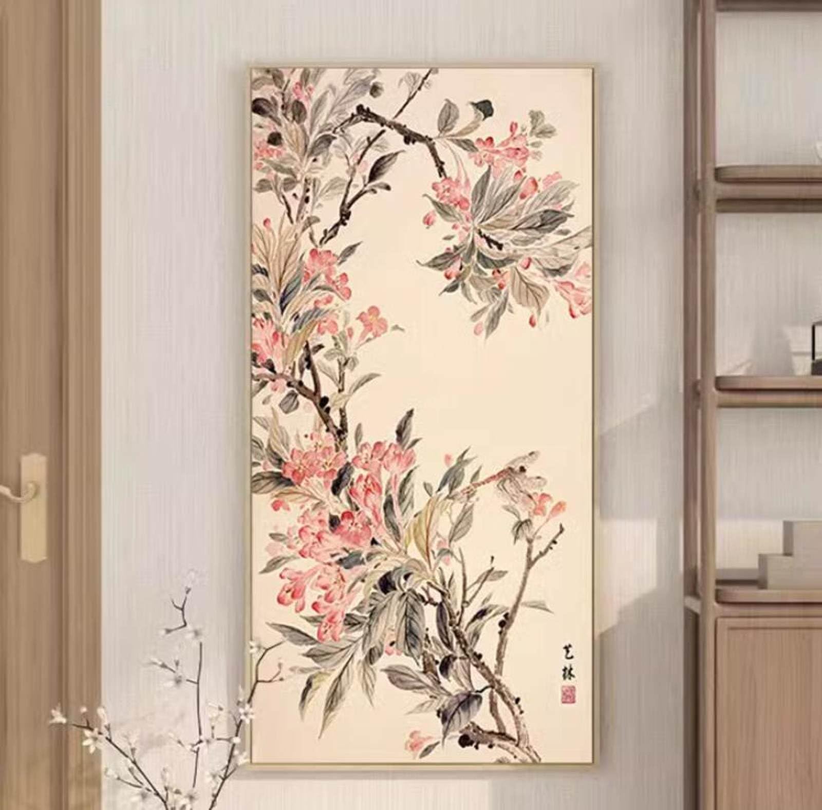 Peinture à l'huile pivoine faite main idée cadeau crémaillère salon