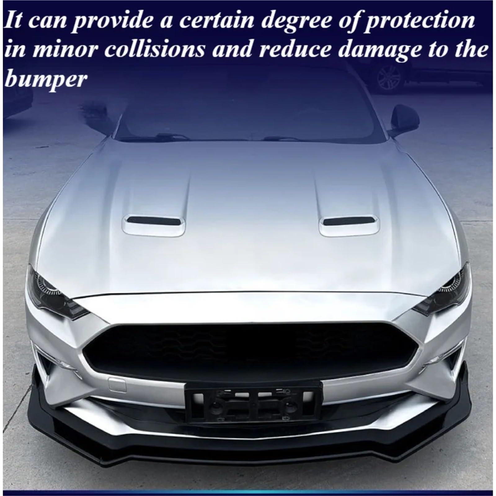 Spoiler Protection Avant Kit de carrosserie en PP pour Pare-Choc Avant Ford Mustang 2018-2023(Glossy Black)