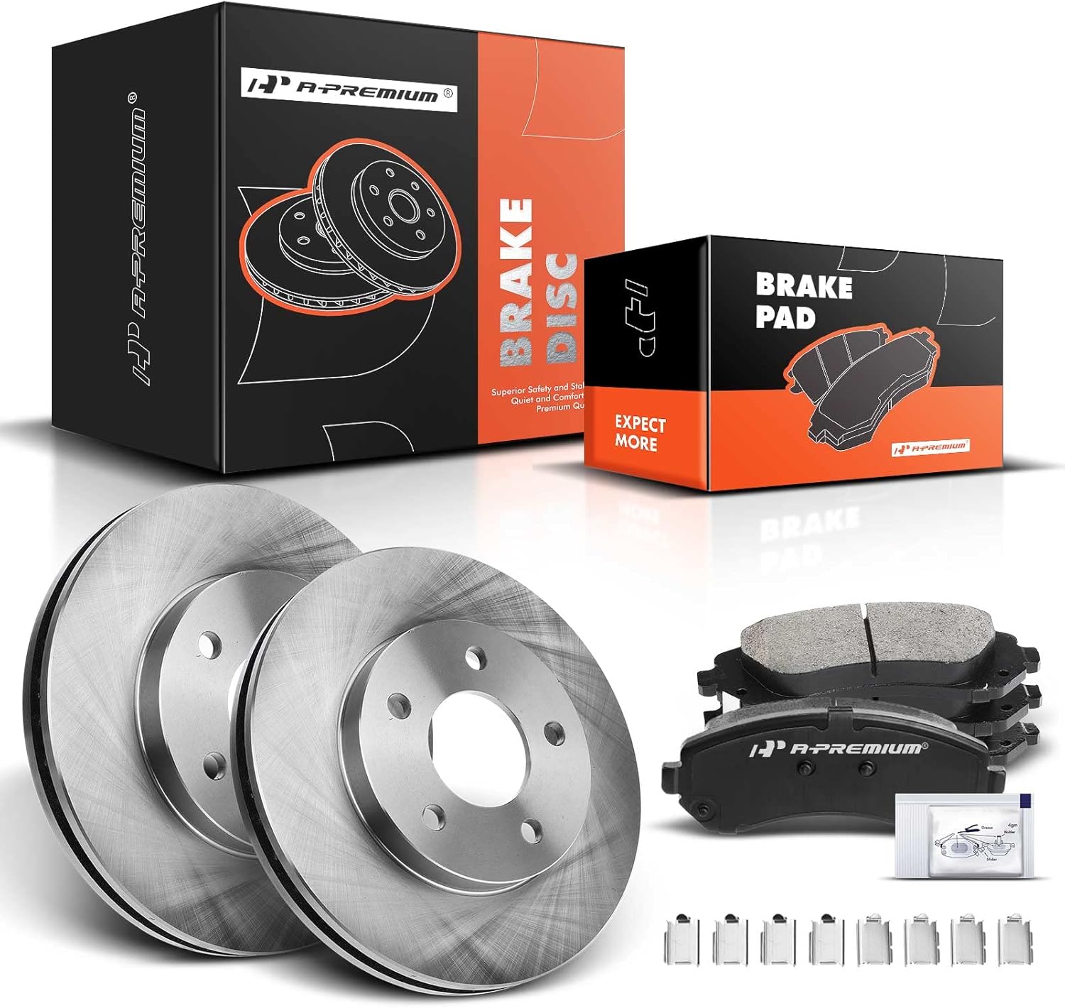A-Premium 10.83 inch(275 mm) Front Vented Disc Brake Rotors + Ceramic Pads Kit Compatible with Select Buick and Pontiac Models - Rendezvous 2002-2007, Aztek 2001-2005 V6 3.4L, FWD, 6-PC Set