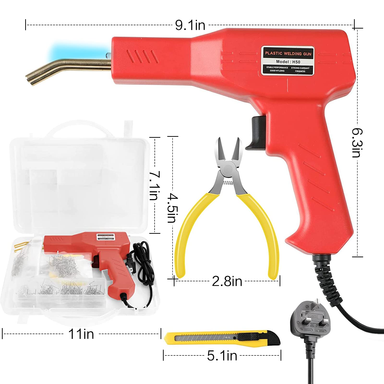 Kunststoff-Schweißgerät, Reparatur-Set für Auto-Stoßstange, 50 W, Auto-Stoßfänger-Reparatur