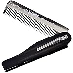 Kent 20T Black Graphite Handmade Folding Pocket Comb for Men, Fine Tooth Hair Comb Straightener for Everyday Grooming Styling Hair, Beard or Mustache, Use Dry or with Balms, Saw Cut, Made in England