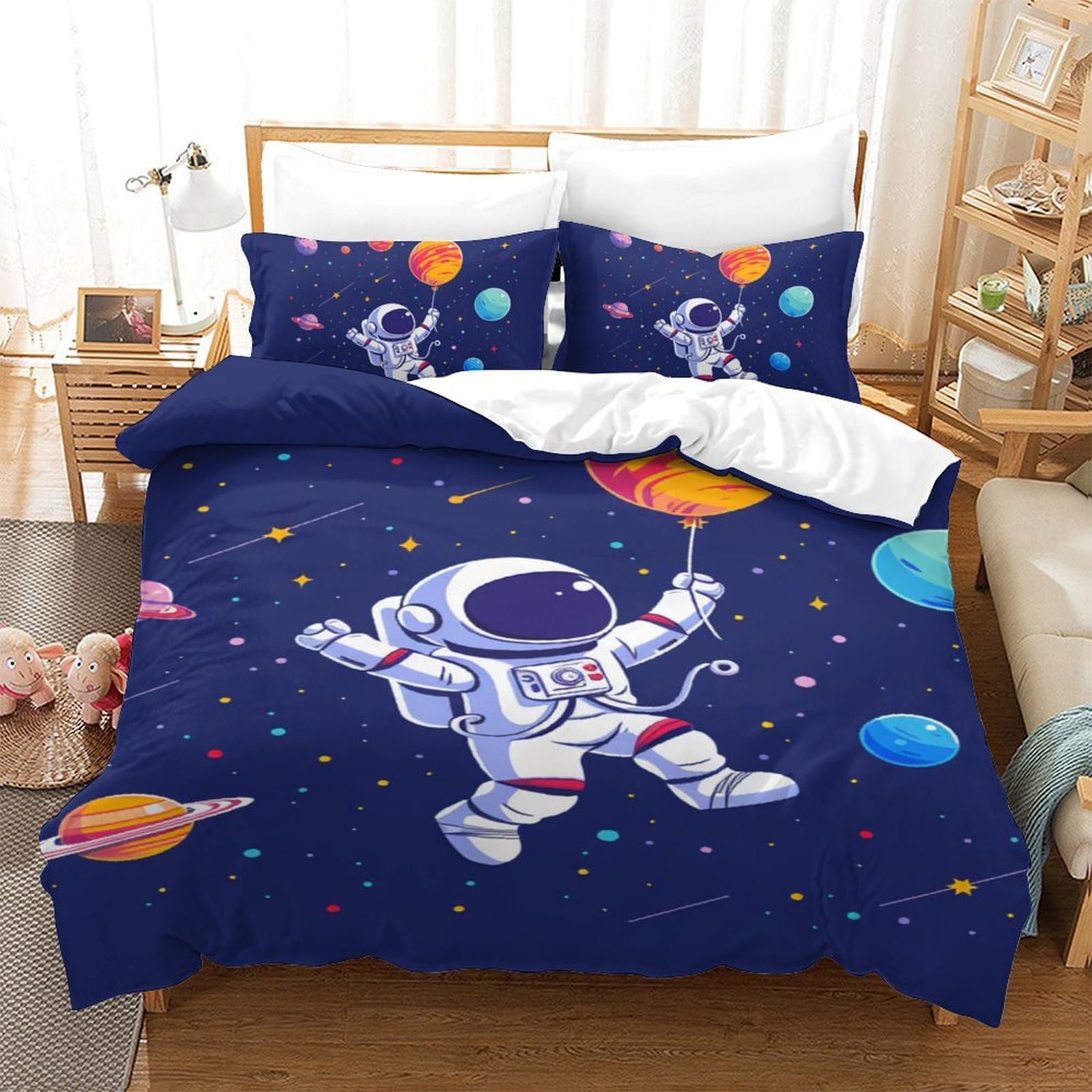 Housse de couette astronaute 3D parure de lit ado enfant microfibre