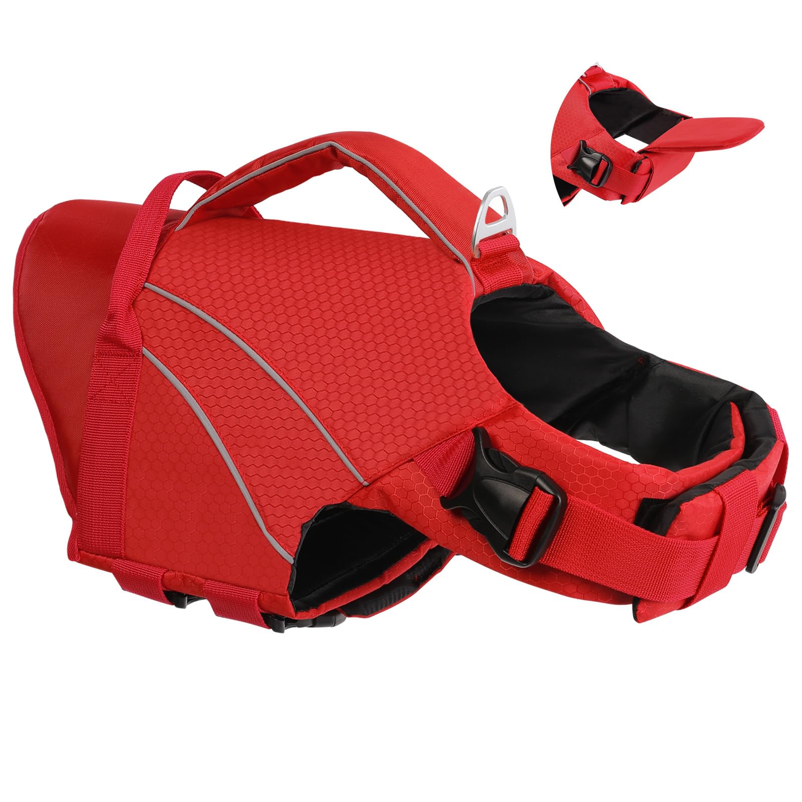 Chaleco Salvavidas para Perros - Chaleco de Seguridad con Tiras Reflectantes y Asa, Talla XS a XL, para Piscina, Playa, Natación, Bote | KONVINIT
