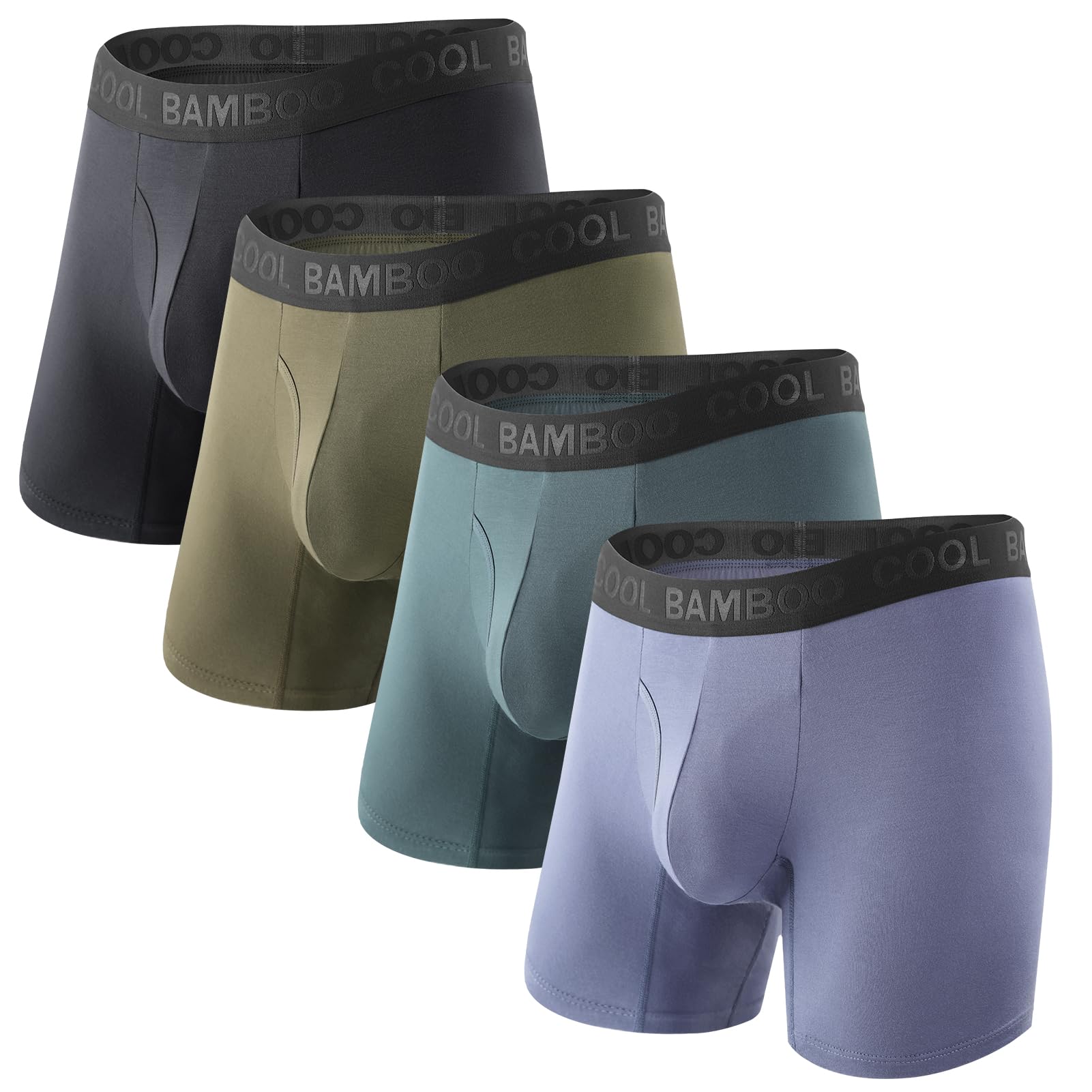 BAMBOO COOL Men's Underwear Boxer Briefs Multipack with Fly, No Ride Up
