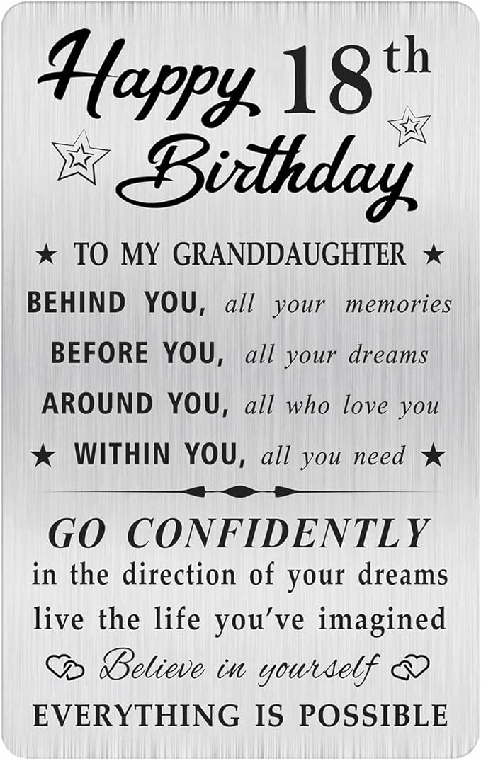 MOQIYXL Granddaughter 18th Birthday Card, Happy 18 Birthday