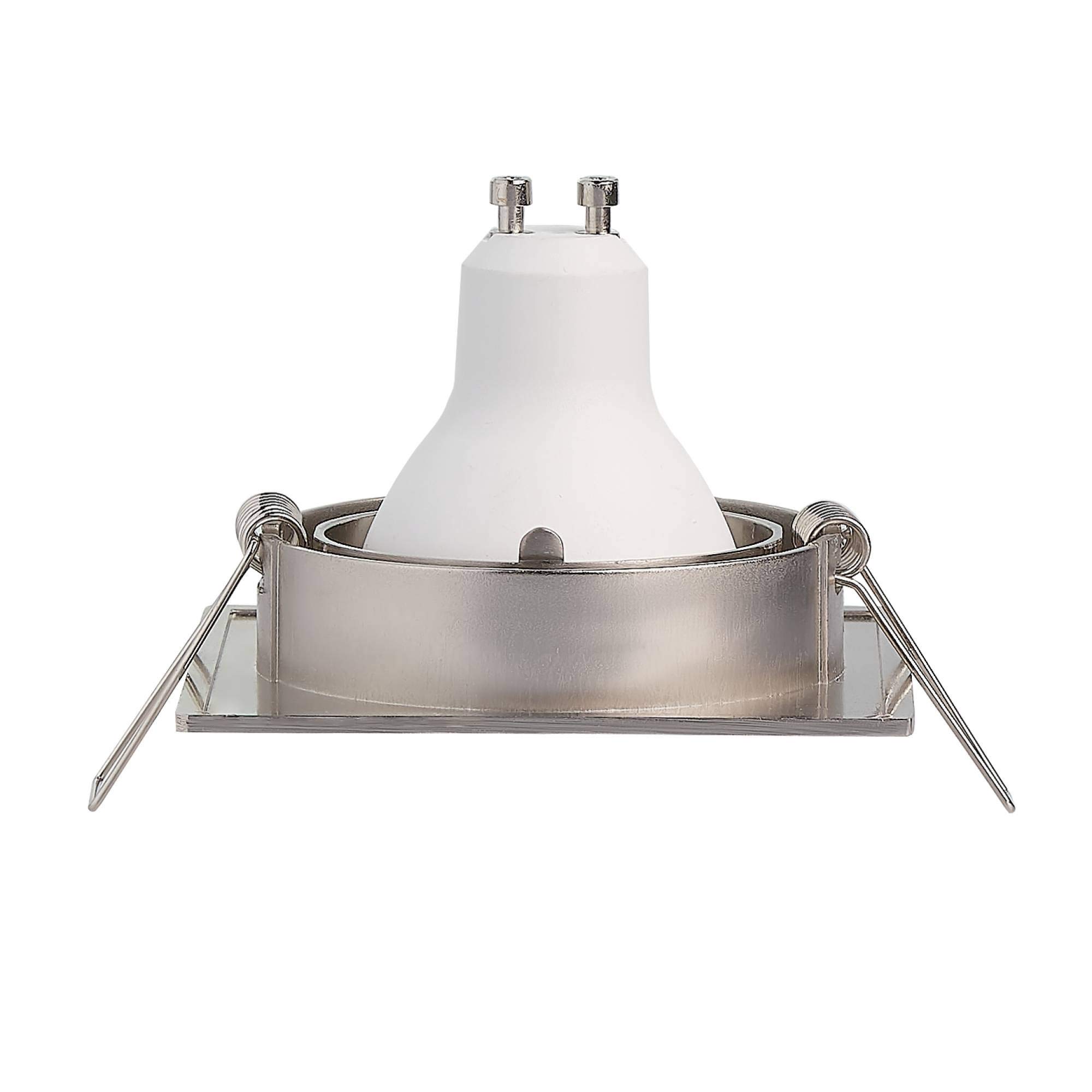 10 focos empotrables LED plateados cuadrados 9 W blanco neutro 230 V plano – Foco empotrable GU10 orientable – Montaje por perforación 75 mm – Focos para techos – focos