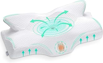 Elviros Cervical Memory Foam Pillows for Neck and Shoulder Pain, Ergonomic Orthopedic Sleeping Support Pillow for Side Sleepers, Back and Stomach Sleepers (White)