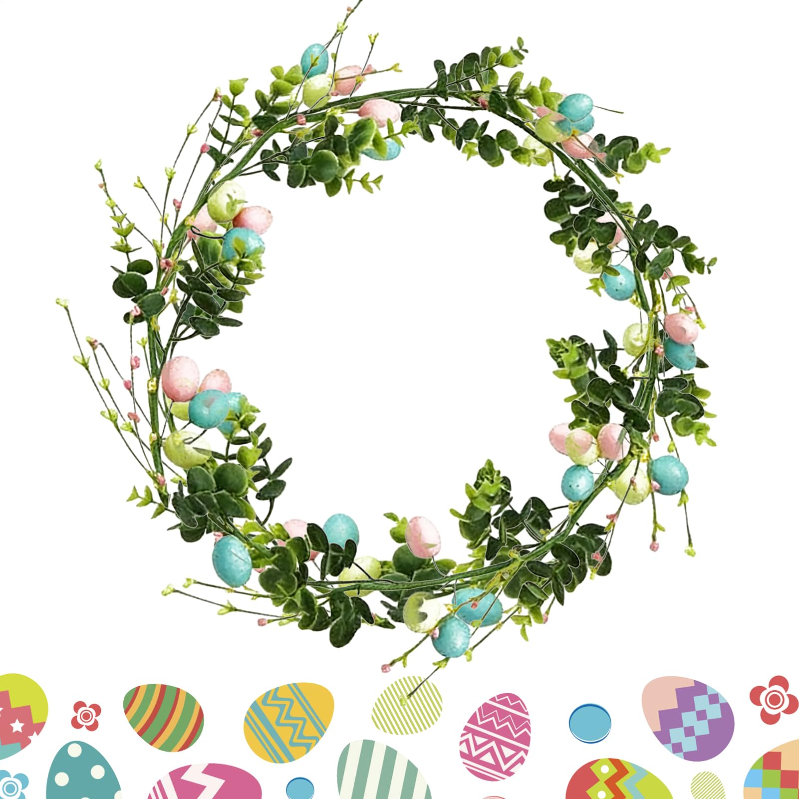 Guirnalda de Pascua flexible de 5 pies con huevos decorativos resistentes para jardín