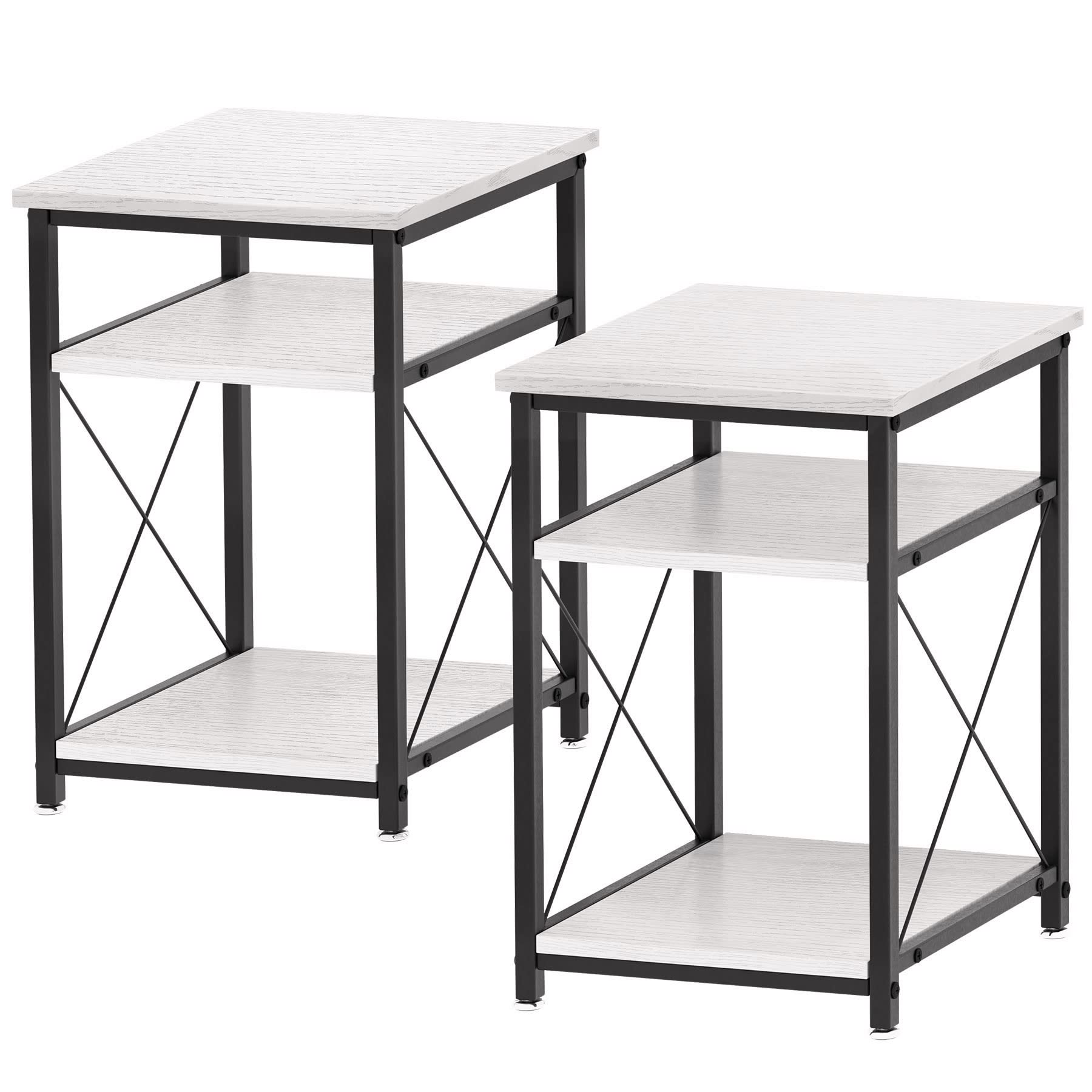 Photo 1 of WOODYNLUX Side Table Nightstands Set-of-2, End Table with Storage, Bedside Tables Night Stand with Shelf, Accent Coffee Table for Sofa, Couch, Bed, Living Room, Bedroom, White