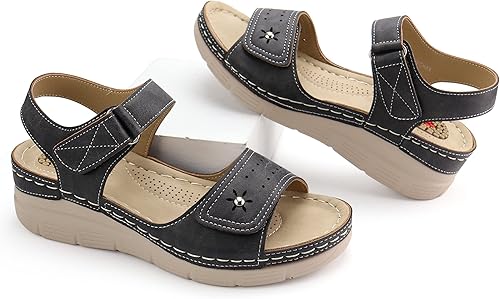 Miniatura 5 de JABASIC Sandalias cómodas para mujer, sandalias ortopédicas para caminar, sandalias ortopédicas con soporte para el arco