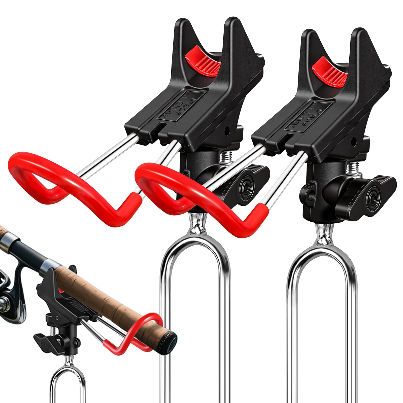 Leeko Rutenhalter, Angelrute Halter 2 Stück Edelstahl Universal Ruten Ständer 360°Verstellbar Angelrutenhalter Angelzubehör Boden Tragbar und Abnehmbar - 2