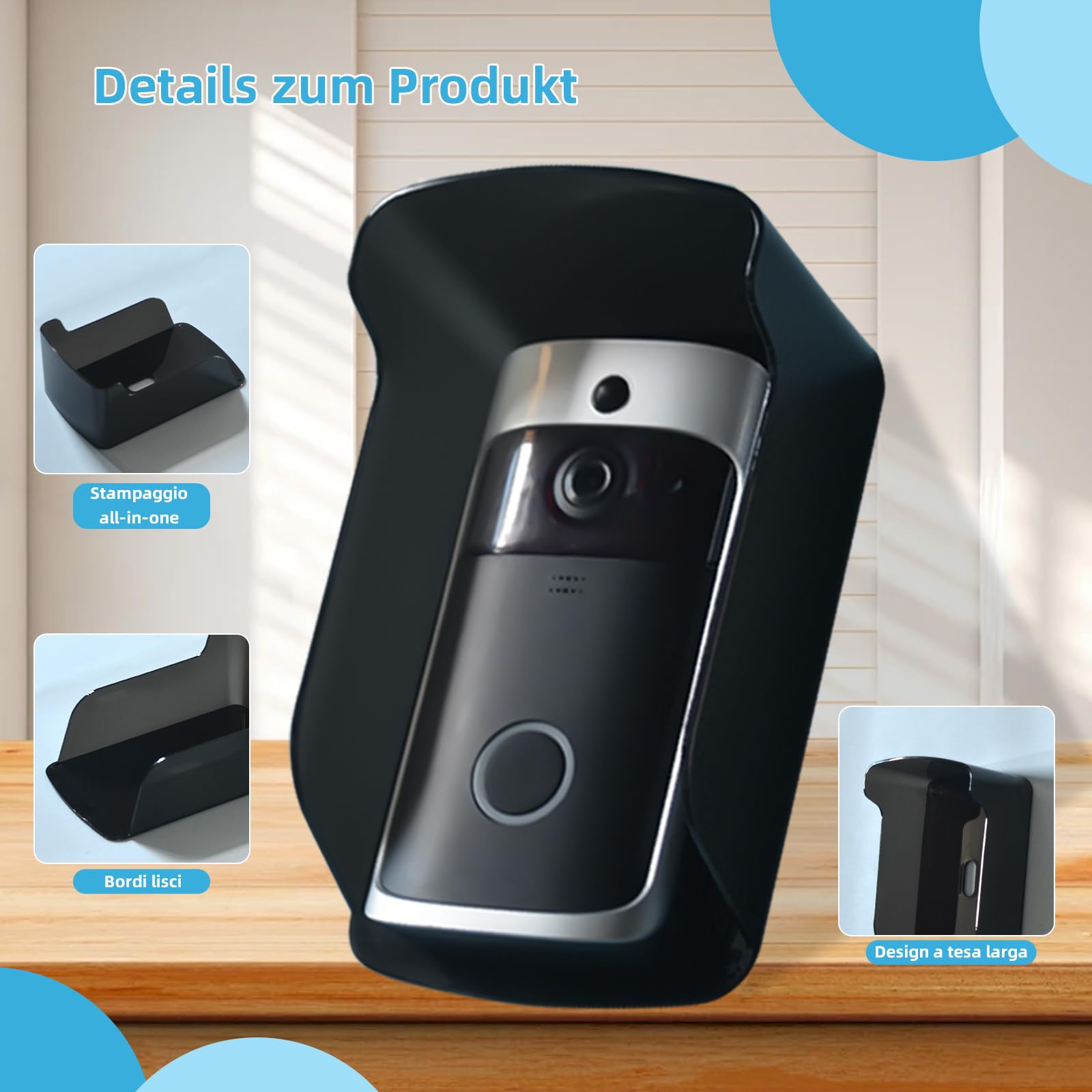 Vidéo Sonnette de Porte avec Protection Contre la Pluie et le Soleil, Sonnette de Porte avec Protection Contre la Pluie, Contrôleur d'Empreinte Digitale, Protection Contre la Pluie, Système de