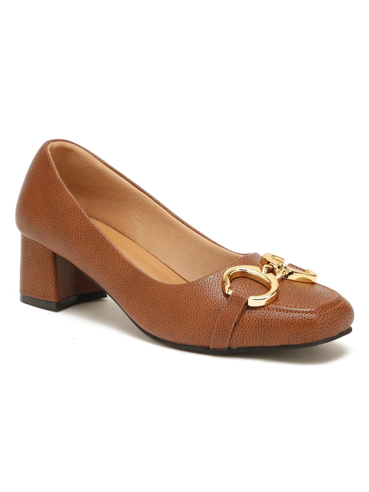 Women’s Block Heel Pumps Shoes | Ballarinas with Gold Chain Buckle | Formal Office Wear Heels-image-17