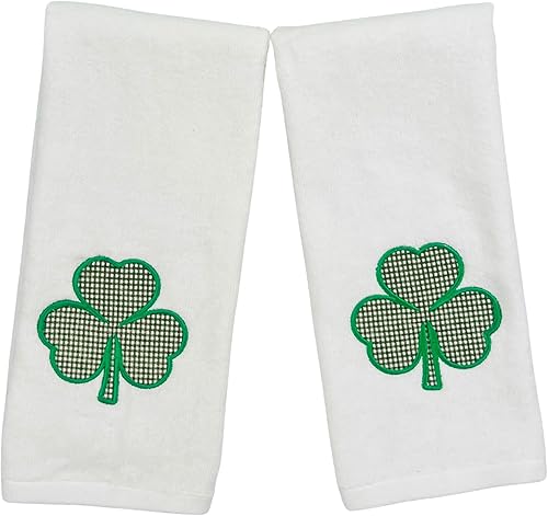 Miniatura 9 de Serafina Home Toallas de mano irlandesas del día de San Patricio suave y absorbente para invitados con bordado de trébol verde, 100% algodón, blanco