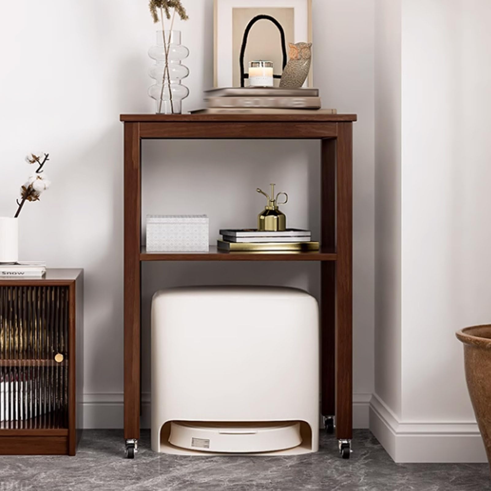 Étagère de rangement en bois idéale pour l'aménagement de votre couloir