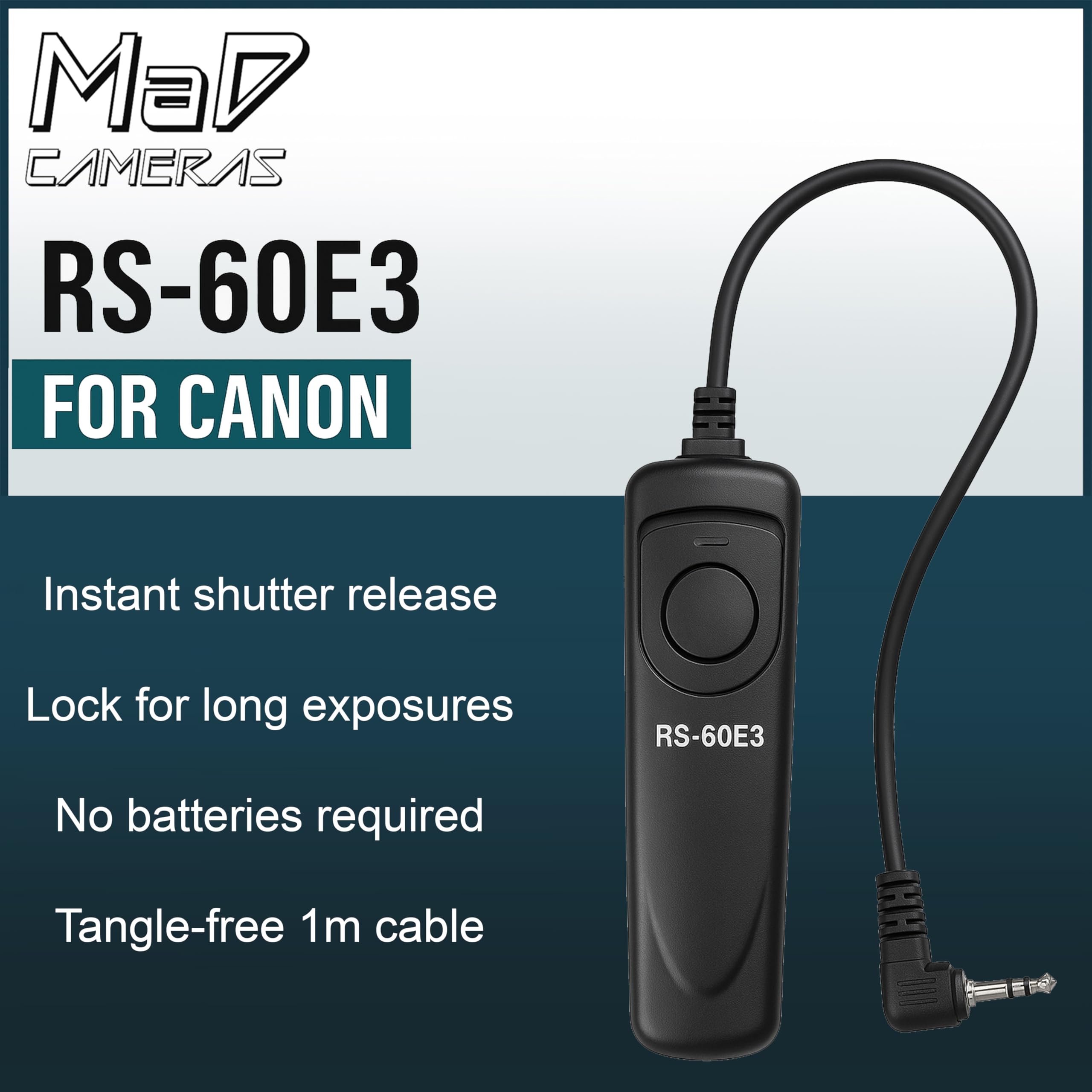 RS-60E3 Câble déclencheur à distance pour appareils photo Canon EOS par exemple R6 850D 250D 2000D M6 et autres