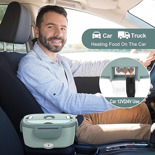 Miniatura 2 de Fiambrera eléctrica de 80 W, 3 en 1, lonchera calentada ultrarrápida para adultos, 12 V24 V110 V, calentador de alimentos portátil para