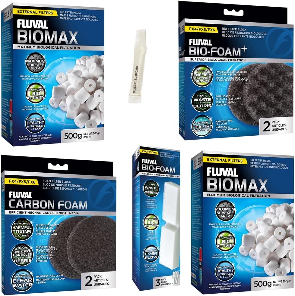 Inland Seas Fluval FX4/FX6 Canister Filter Semi Annual Maintenance Kit Bundle (5