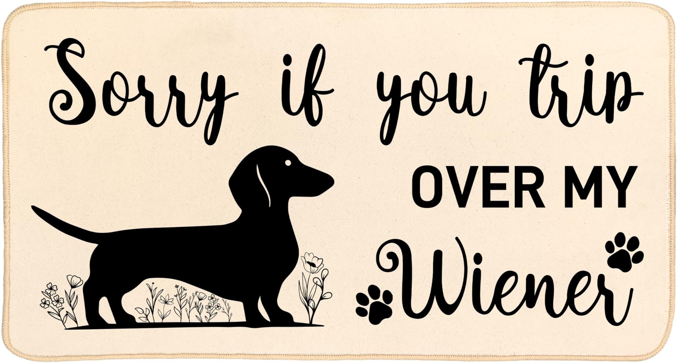 Welcome Dachshund Door Mat, Wiener Dog Front Door Mat, Funny Dog Doormat Indoor Outdoor, 30 x 16 Inch