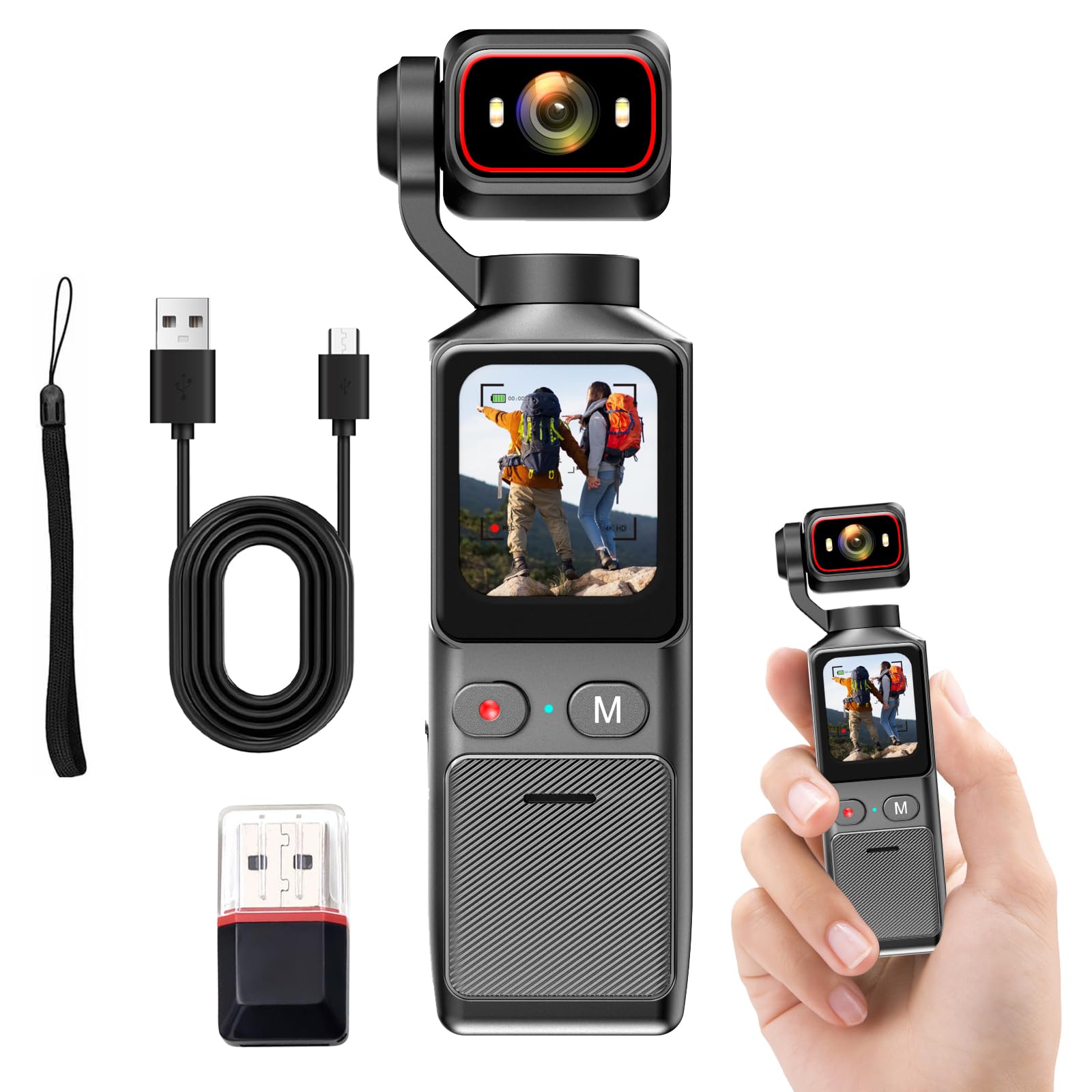 4K WiFi Pocket Action Camera Handheld Vlogging Camera, Anti-Shake Body Cam for Traval, YouTube Camcorder Video Cam-image-35