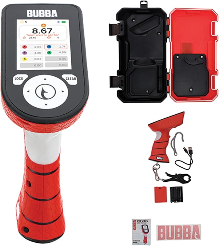 BUBBA Pro Series Smart Fish Scale - Herramienta de pesca de torneo con Bluetooth y batería recargable - 3 modos, pantalla digital a color, límite de 60 lb