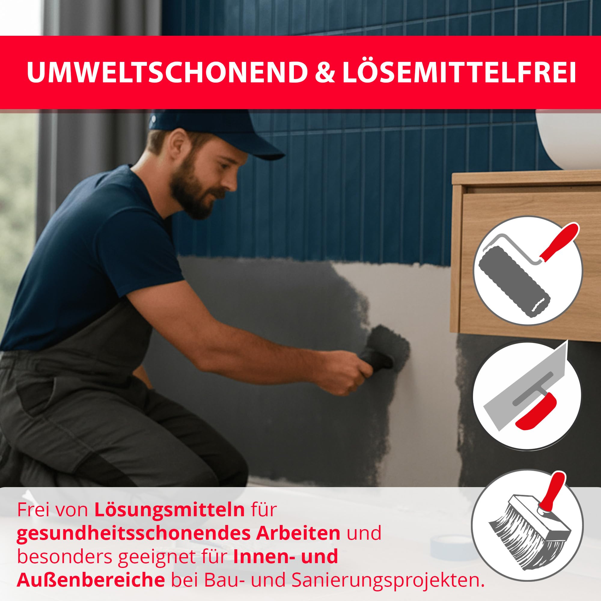 BORNIT Elastikschlämme 1K, 20 kg zementgebundene umweltschonende Abdichtung | wasserdicht und rissüberbrückend, für Sockelbereiche, Terrassen, Balkone, Wassertanks