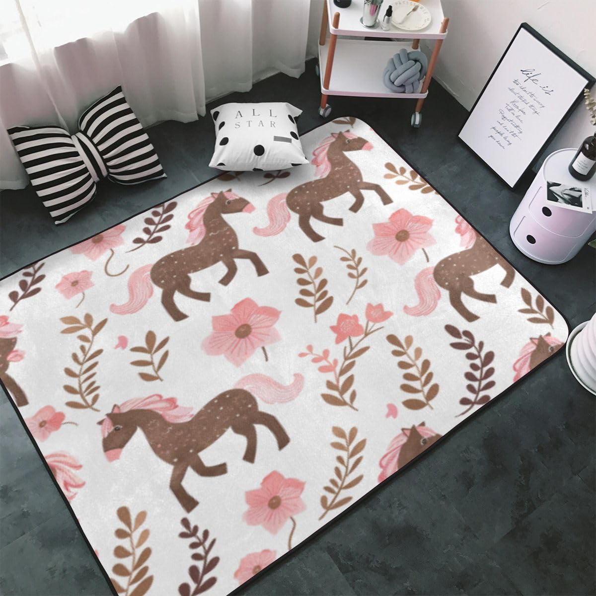 Tapis de cheval de dessin animé anti-salissure pour protéger vos sols de chambre