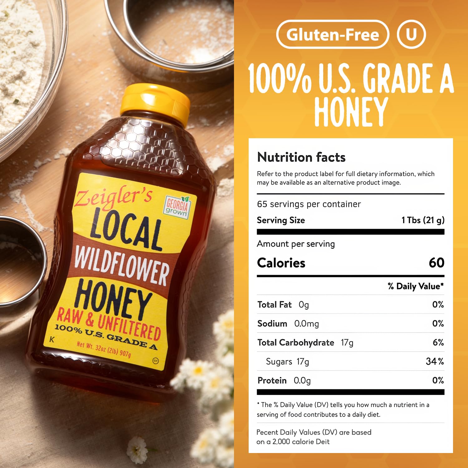 Amazon.com : Zeigler's Wildflower Honey, 32 Oz – 100% Natural, Raw
