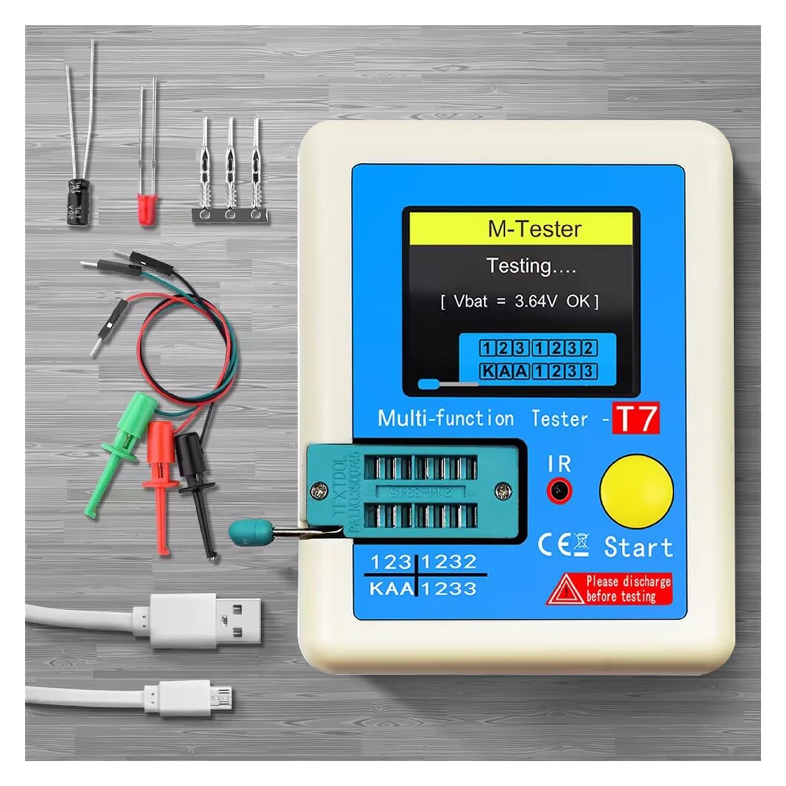 LCR-T7 Transistor Tester TFT Diode Triode Capacitancia Meter LCR ESR NPN PNP MOSFET IR Multifunción Multímetro Análisis Detección Preciso Exhaustivo