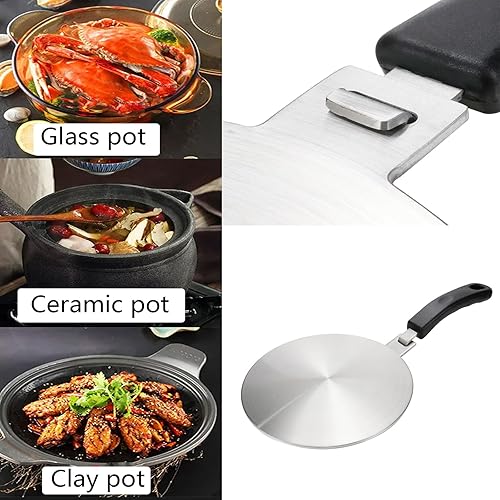 Miniatura 5 de Difusor de calor de acero inoxidable de 9.45 pulgadas9.4 in, placa de inducción, placa adaptadora de inducción para estufa de gas eléctrica,