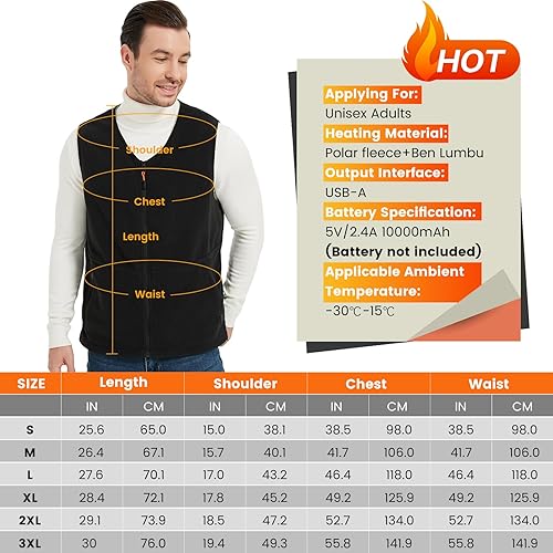Miniatura 3 de ISOPHO Heated Vest for Men and Women, USB Charging Vest Heating for 8 Hours, Electric Heated Jacket