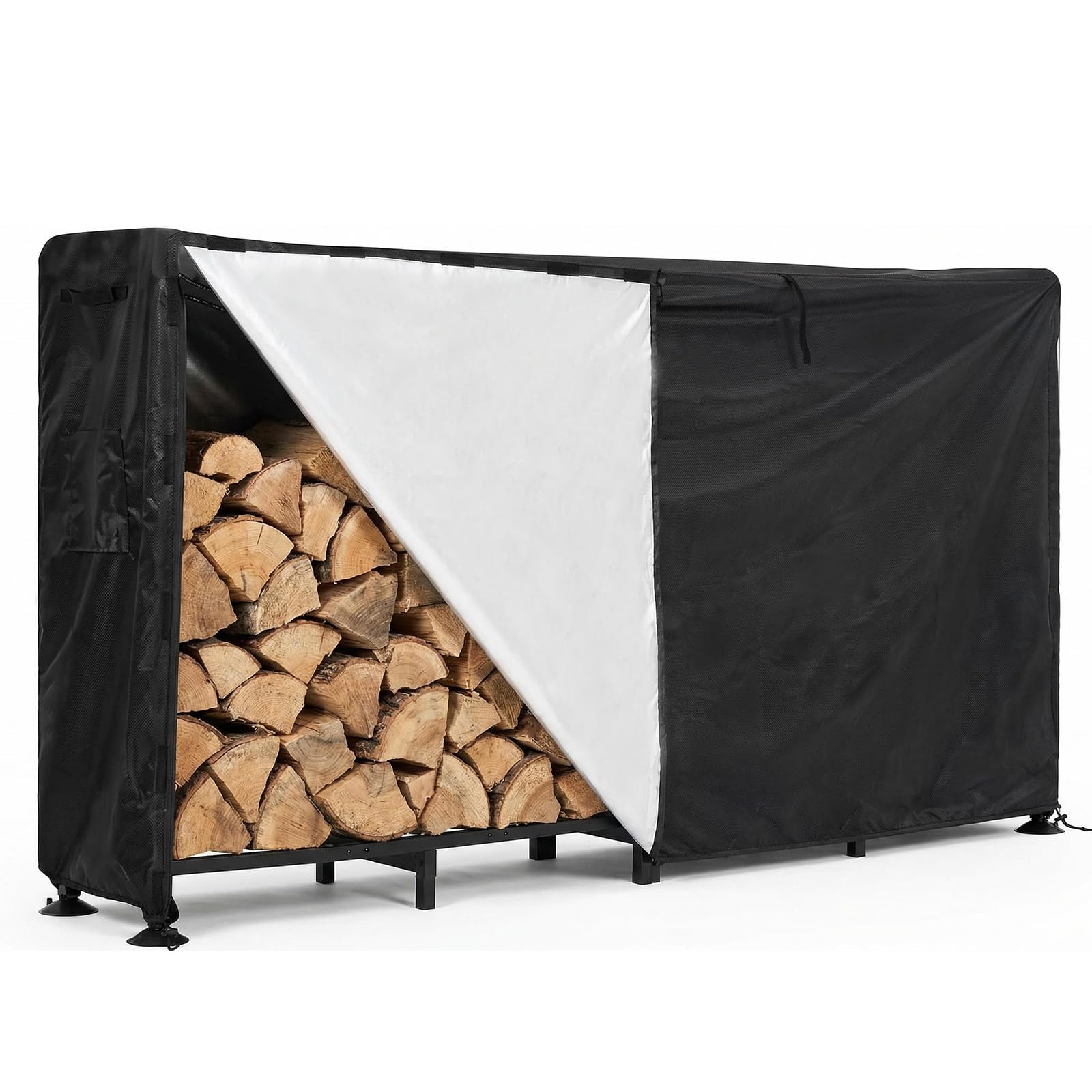 GarveeMore 8ft Firewood Rack Outdoor with Waterproof Cover - Heavy Duty
