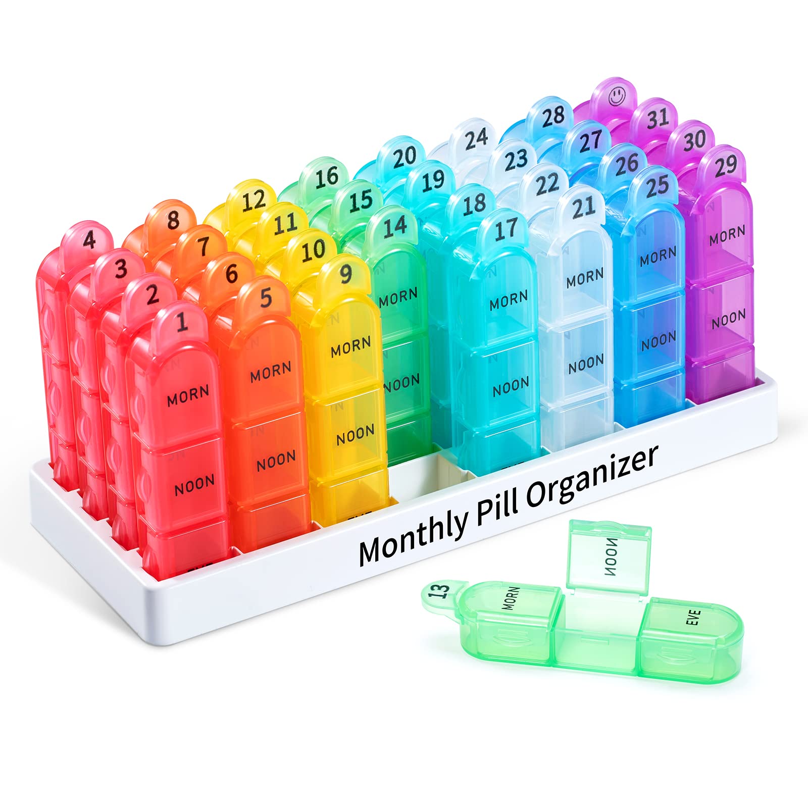 Zoksi Pill Box 3 Times a Day, Monthly Pill Box Organiser, 30 Day Pill Organiser, One Month Pill Case Three Times a Day, 31 Day Medicine Organizer Pill Container to Store Fish Oils, and Other Meds