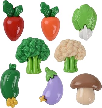Mini Mixed Vegetables 16Pcs, Artificial Vegetables Figurines Miniature Resin Vegetable Models Flatback Vegetable Embellishments for DIY Mini Kitchen Scene House Store Display Decoration