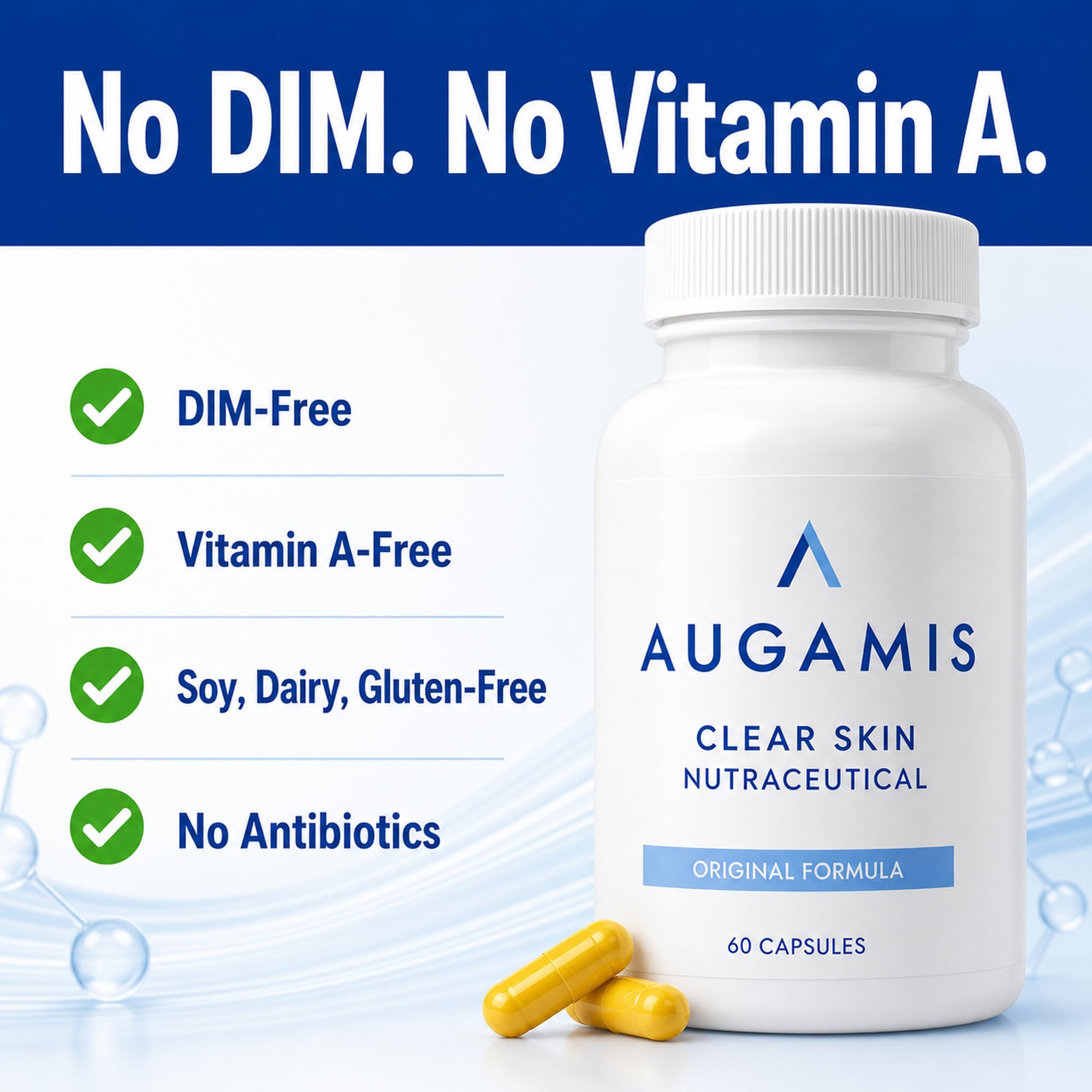 Traitement hormonal de l'acné pour femmes – Sans DIM – (60 gélules, 485 mg) – Médicament contre l'acné sans DIM – Aide à l'acné nodulaire et hormonale – Meilleur traitement de l'acné pour