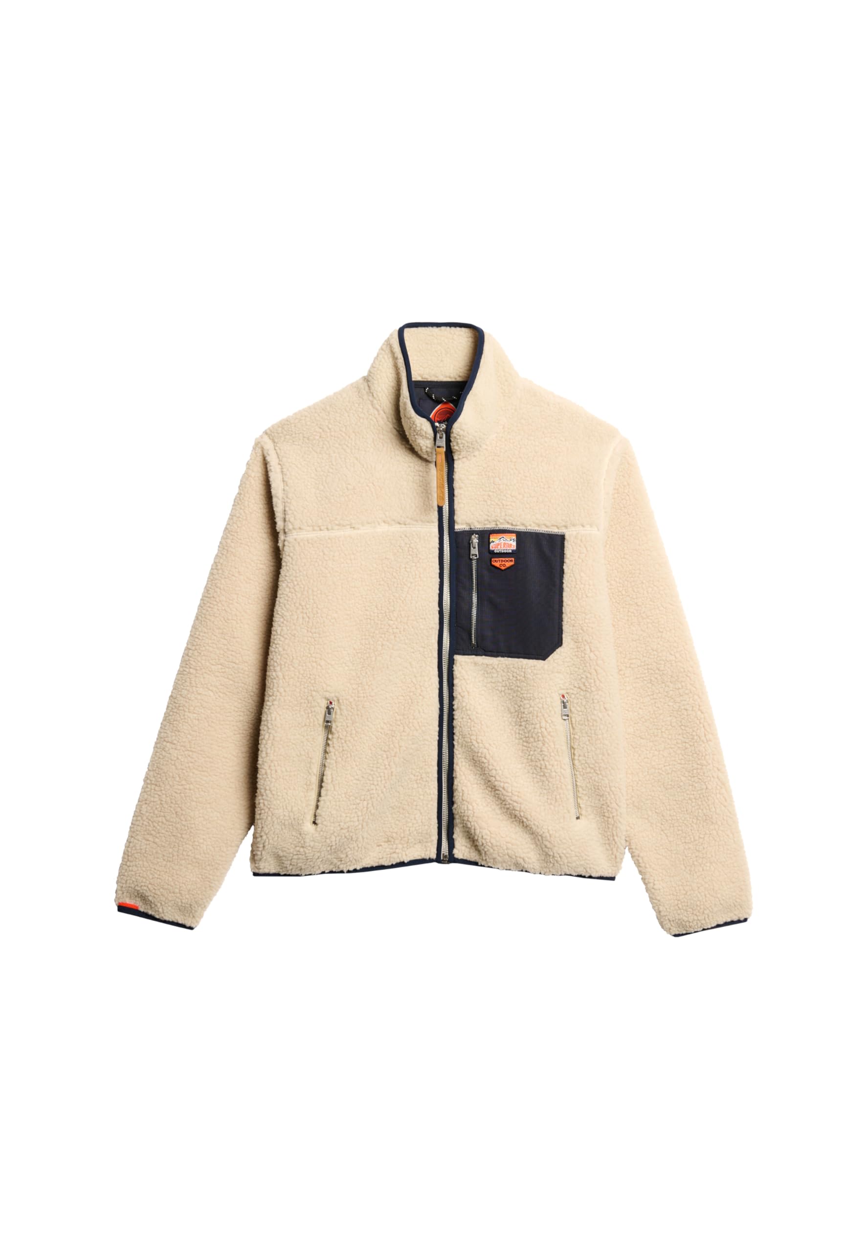 Superdry Men's Vintage Retro Full Zip Fleece Jacket, oat beige, L