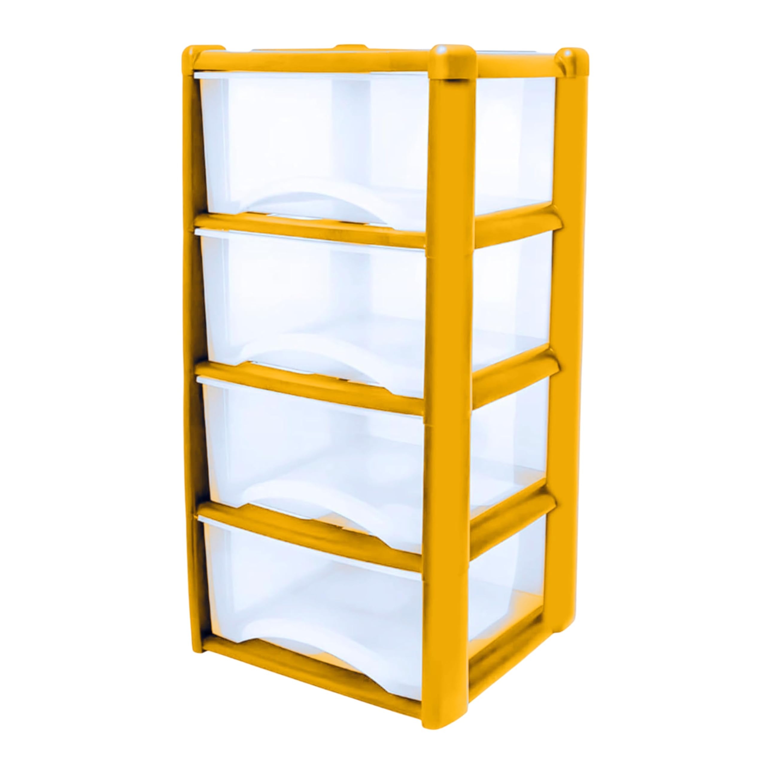 Neat. 4 Plastic Storage Drawers, Space-Saving Draws for Office & Home, Drawers Storage Unit - Durable Storage Draws - Storage Drawers Unit - H80cm x L39cm x W39cm -Yellow