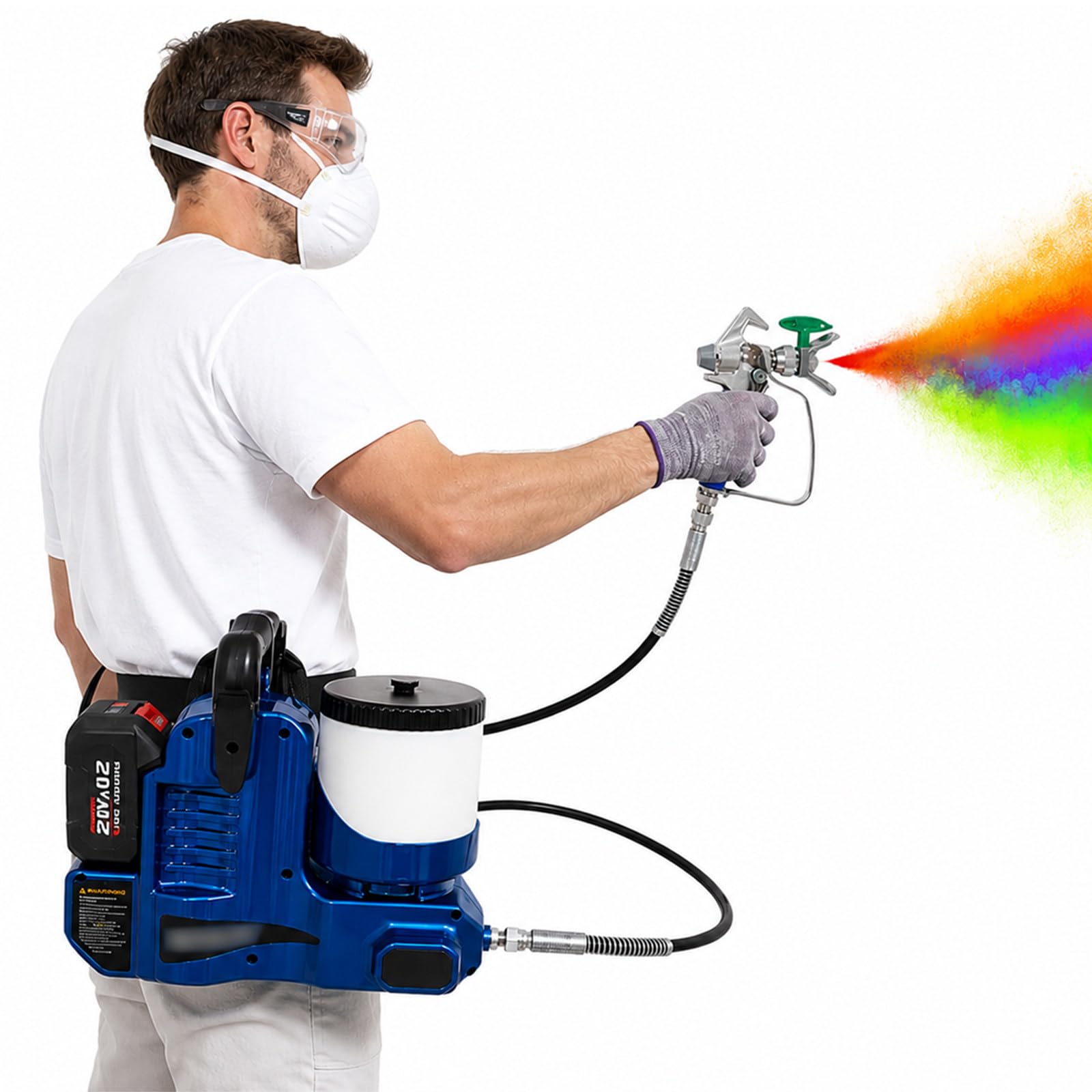 TBANVOO Paint Gun & Cordless Paint Sprayer, 550W, 6-Speed Control, 1.2L, Quick Shot, for House Painting & Construction