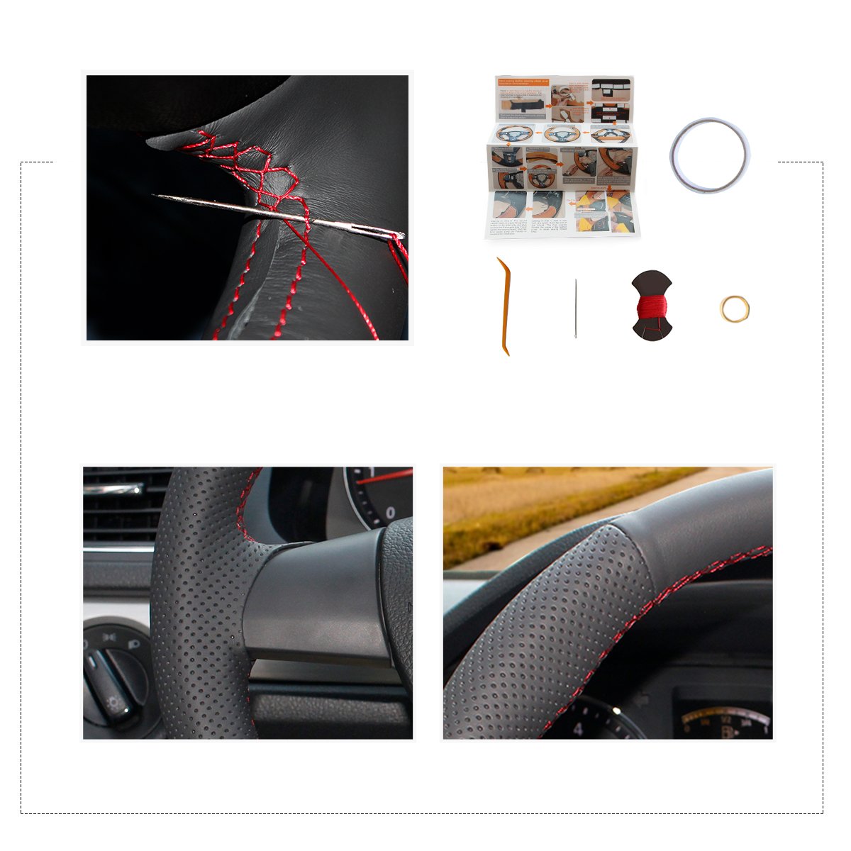 Housse De Volant Sur Mesure Pour Ford Fiesta 2008-2013 / Ecosport 2013-2016 - Cuir Microfibre Noir, Couture Main DIY