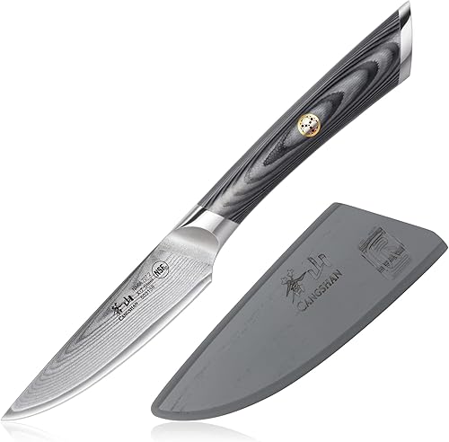 Cangshan NAKA Series 503138 - Cuchillo de pelar de 3,5 pulgadas con funda, acero forjado X-7
