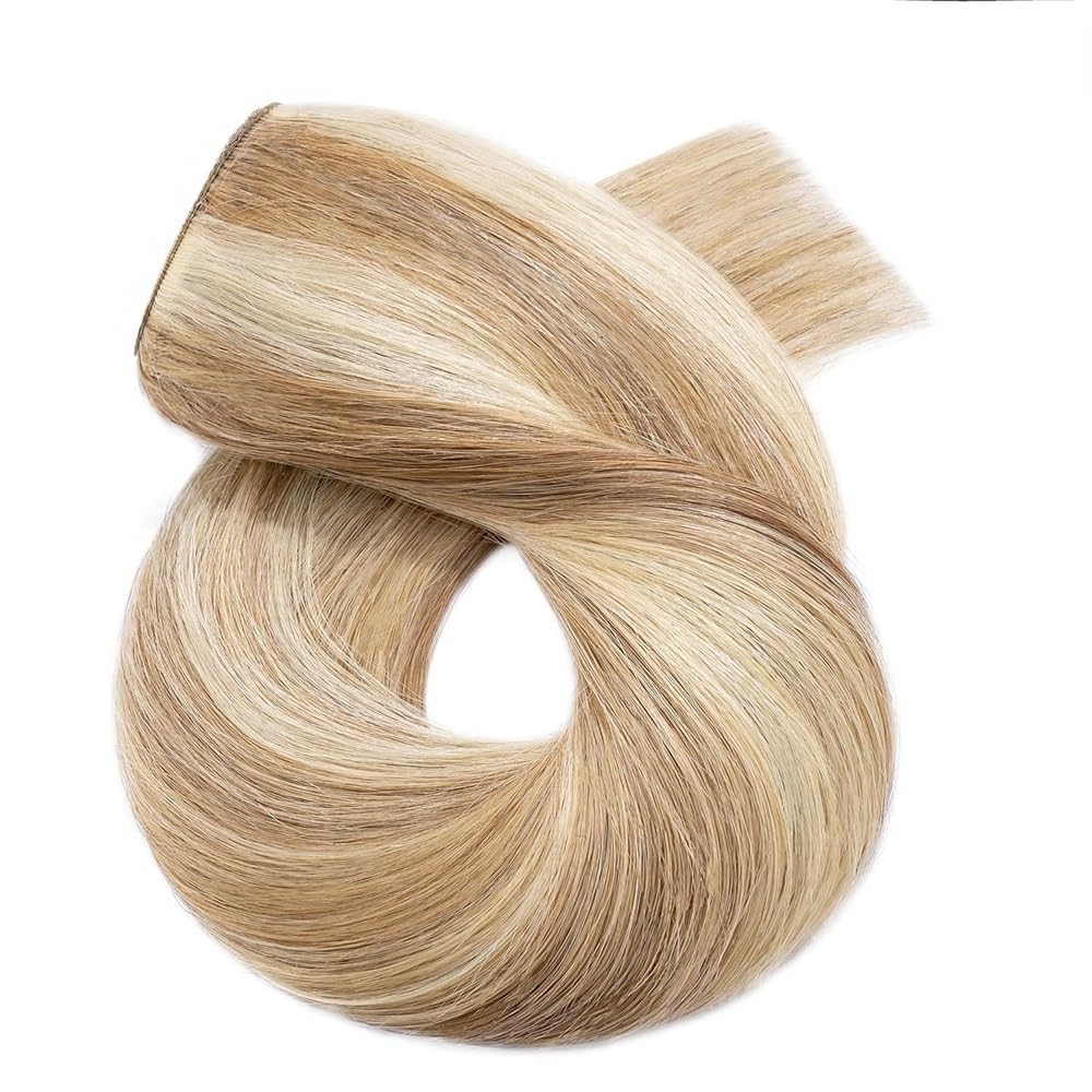 Przedłużki z prawdziwych włosów 40-61 cm, jednoczęściowe, z 5 klipsami, brazylijski blond, gładkie (P8-613 HL, 61 cali)