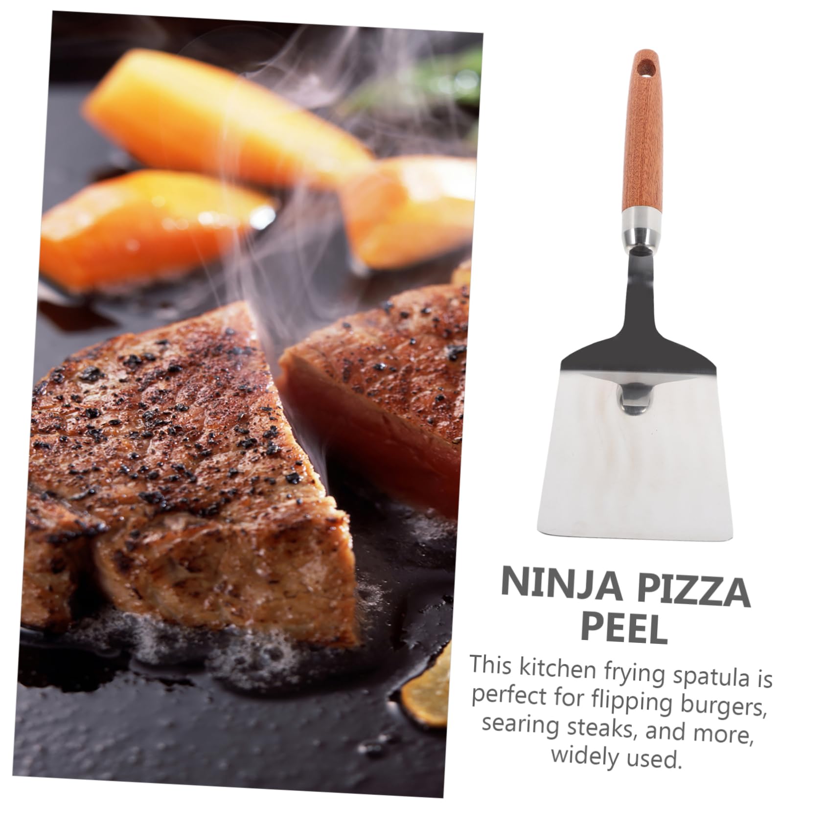 IMIKEYA 4stücke Pfannenwender Mit Holzgriff Rutschfeste Kochspachtel Vielseitig Einsetzbar Wenden Von Steaks Und Pfannkuchen Spülmaschinenfest Und Langlebig