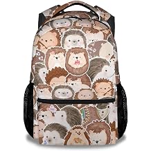 UNIKITTY Hedgehog Backpack for Girls Boys, 16 Inch Brown Backpacks with Adjustable Straps, Cute, Large Capacity Bookbag for Kids School