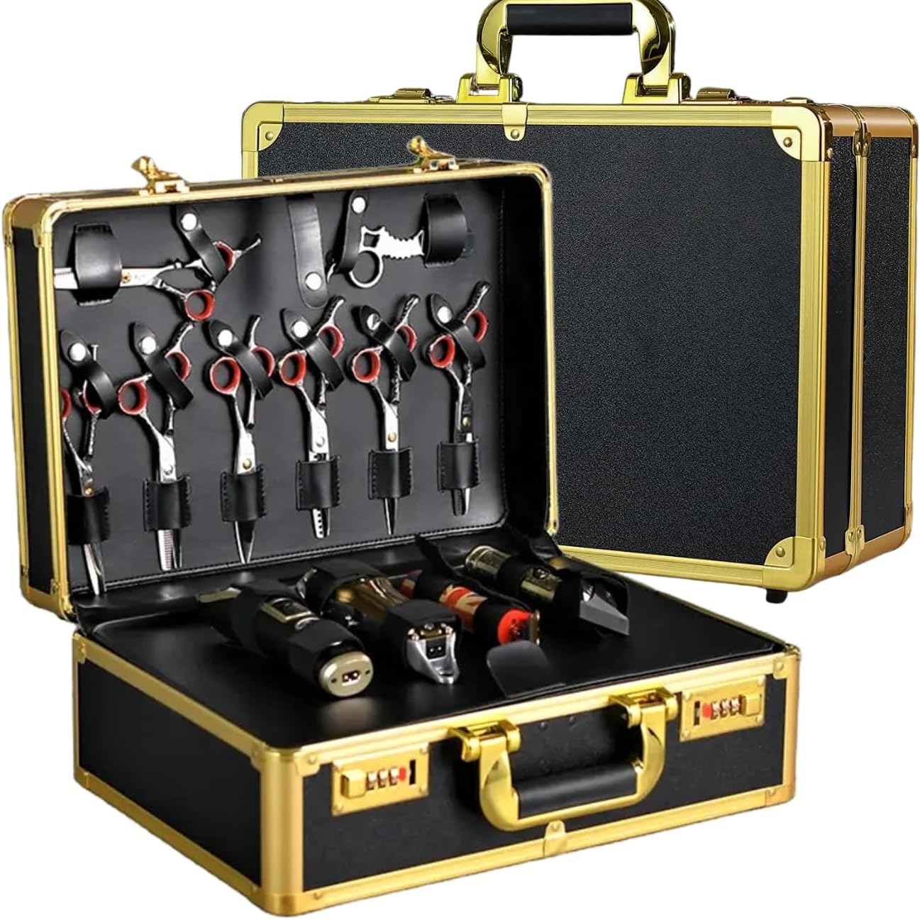 HAPPYPOSH Barber Carrying Case, Barber Briefcase for clippers and supplies, Large